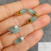 Natural Aquamarine Spike Pendant, Gold/Silver Electroplated Pencil Charm, Healing Pencil Pendant, Mini Pencil Jewelry, Wedding Gift For Her